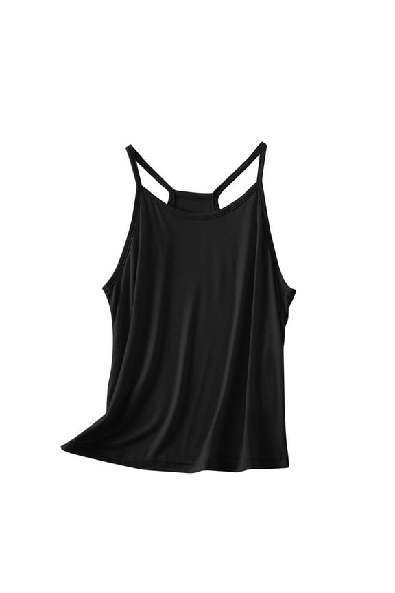 Camisole Tank Tops for Women Round Neck Spaghetti Strap Loose Halter Sleeveless Cami Shirt