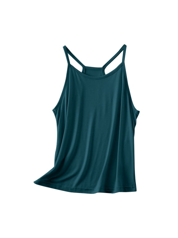 Camisole Tank Tops for Women Round Neck Spaghetti Strap Loose Halter Sleeveless Cami Shirt
