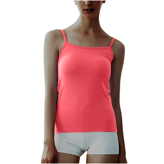 Timegard Camisole Tops for Women Scoop Neck Spaghetti Strap Comfy Fitting Basic Tee Tank Tops Summer