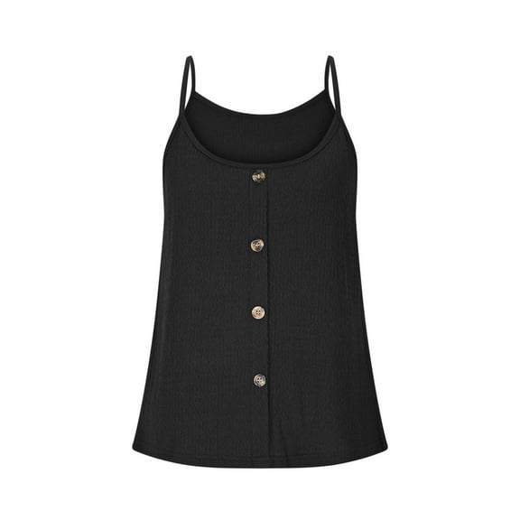 Timegard Camisole Tops for Women Summer Scoop Neck Button Solid Color Sleeveless Slim Fitting Tank Tops