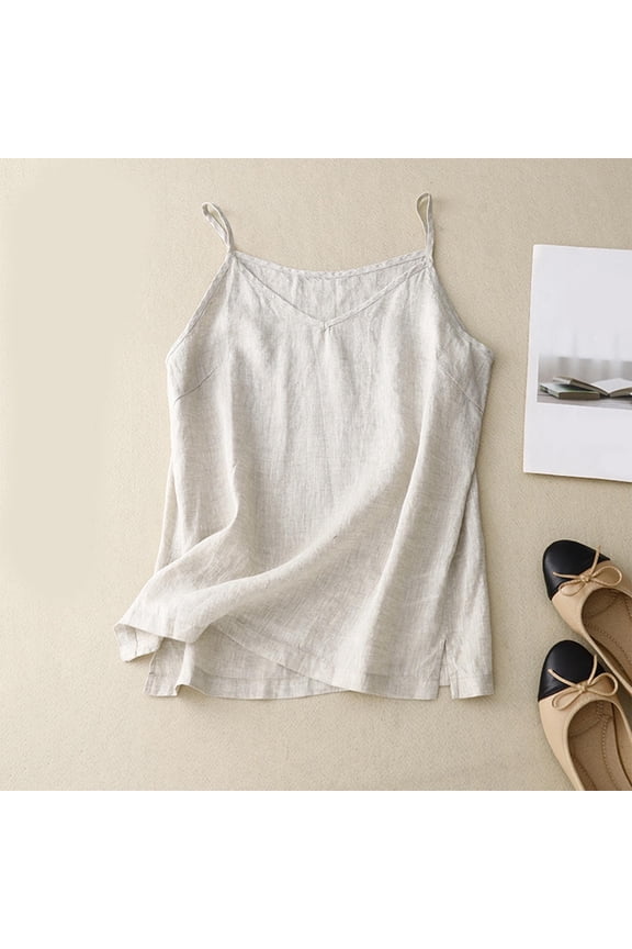 Camisole Tops for Women V Neck Sleeveless Loose Lightweight Side Split Casual Summer Tank Tops