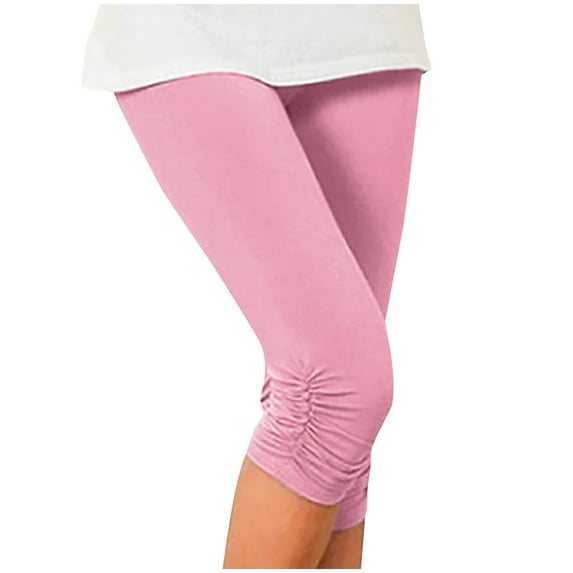 Timegard Capri Leggings for Women Belly Control High Waisted Pants Ruched Bottom Workout Yoga Trousers