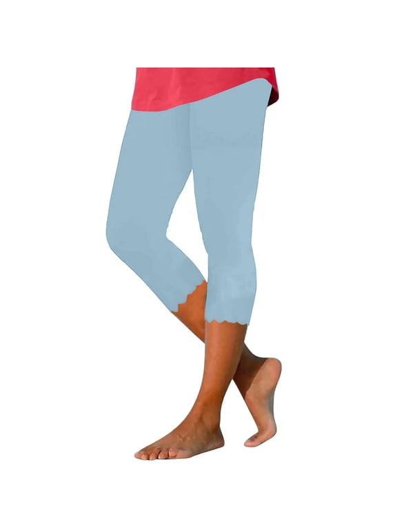 Capri Leggings for Women Summer High Waisted Belly Control Slim Fitted Yoga Gym Cropped Pants