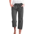 thumbnail image 1 of Timegard Capri Pants for Women Drawstring Bowknot Straight Leg Cropped Pants Ruched Casual Loose Trousers, 1 of 8