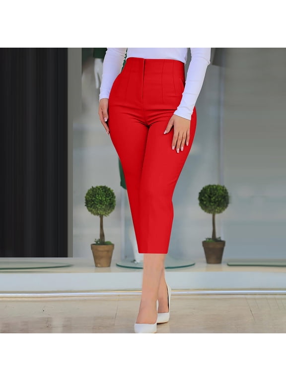 Capri Pants for Women High Waist Work Pants Cropped Business Casual Fitting Suit Trousers Leggings