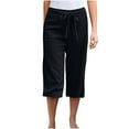 thumbnail image 1 of Timegard Capri Pants for Women Straight Leg Elastic Waisted Drawstring Lightweight Casual Crop Pants, 1 of 6