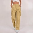 thumbnail image 1 of Timegard Cargo Pants Women Elastic Waist Button Straight Leg Loose Active Outdoor Side Split Trousers Fall, 1 of 9