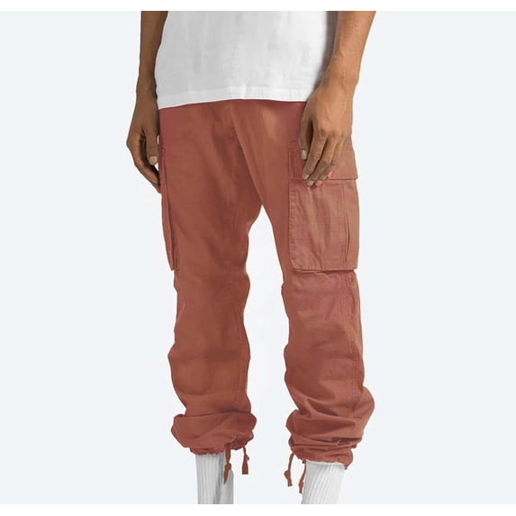 Timegard Cargo Pants for Men Straight Leg Drawstring Elastic Waist Active Outdoor Hiking Pants with Pockets