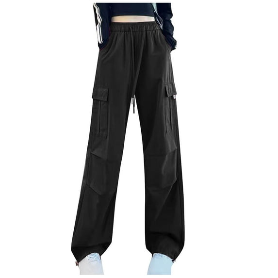 Timegard Cargo Pants for Women Baggy High Waisted Pant with Pockets Hiking Pants Casual Cinch Bottom Pants