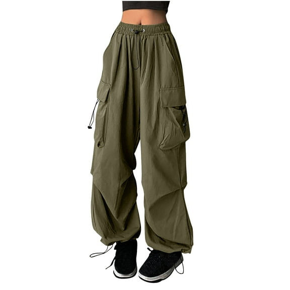 Timegard Cargo Pants for Women Elastic High Waist Baggy Active Sport Hiking Outdoor Pants Lightweight