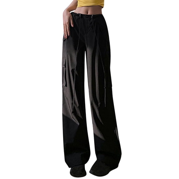 Timegard Cargo Pants for Women High Waisted Straight Juniors Cargos Streetwear Baggy Pants with Pockets