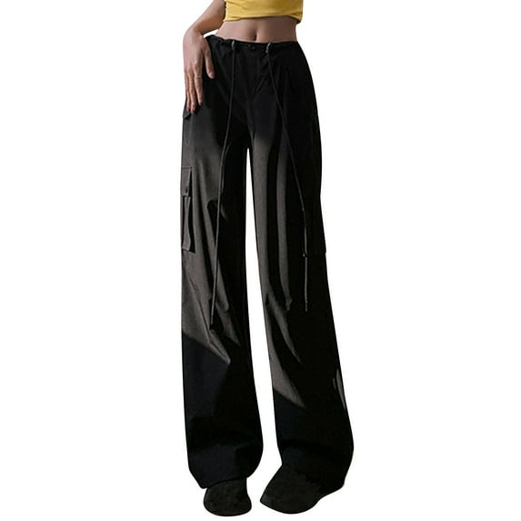 Timegard Cargo Pants for Women High Waisted Straight Juniors Cargos Streetwear Baggy Pants with Pockets