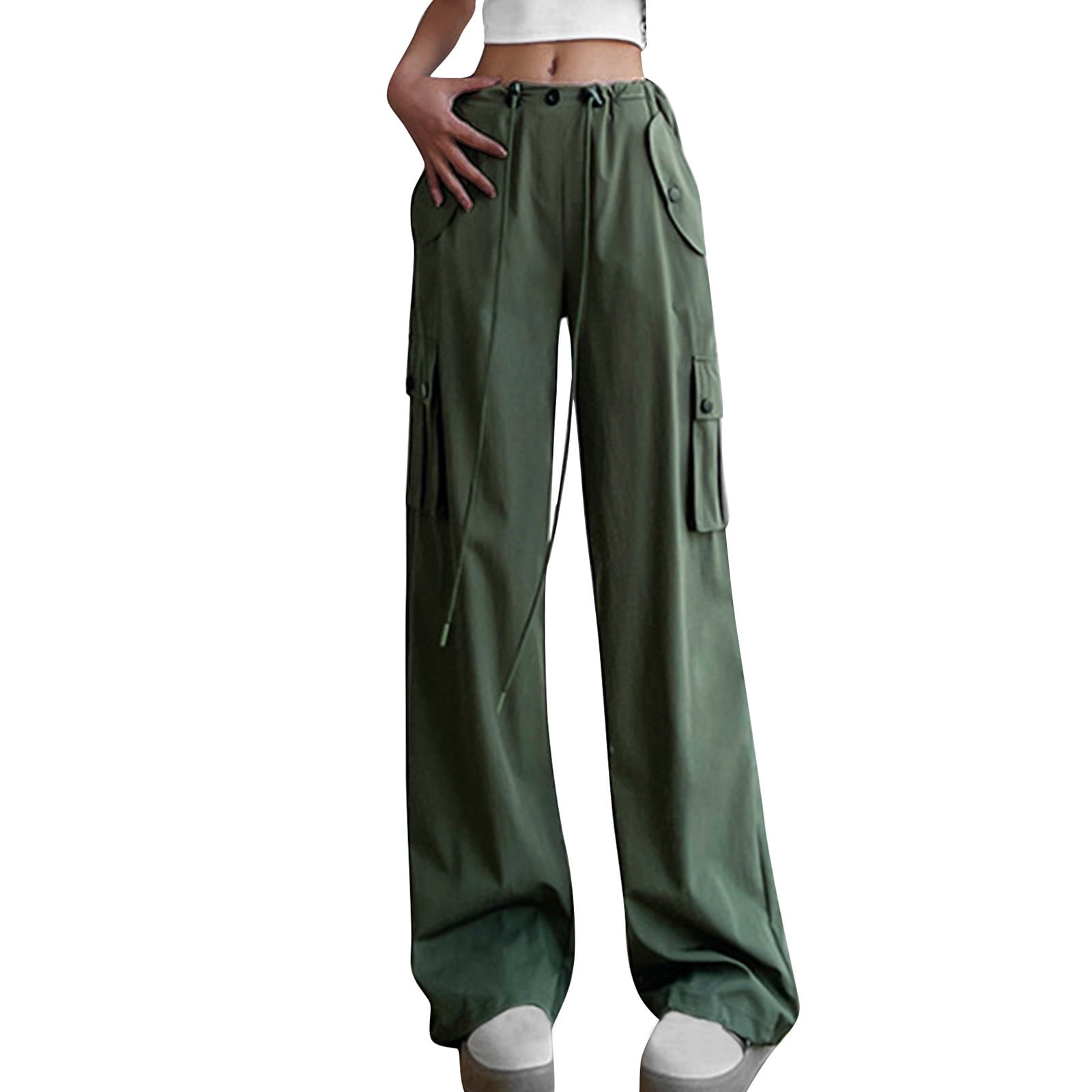 Timegard Cargo Pants for Women High Waisted Straight Juniors Cargos Streetwear Baggy Pants with