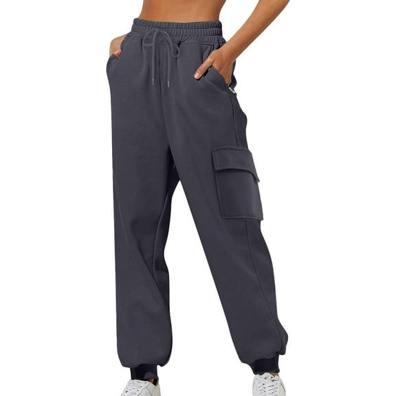 Timegard Cargo Pants for Women Fall Sweatpants Elastic Waist Baggy Active Outdoor Pants with Pockets