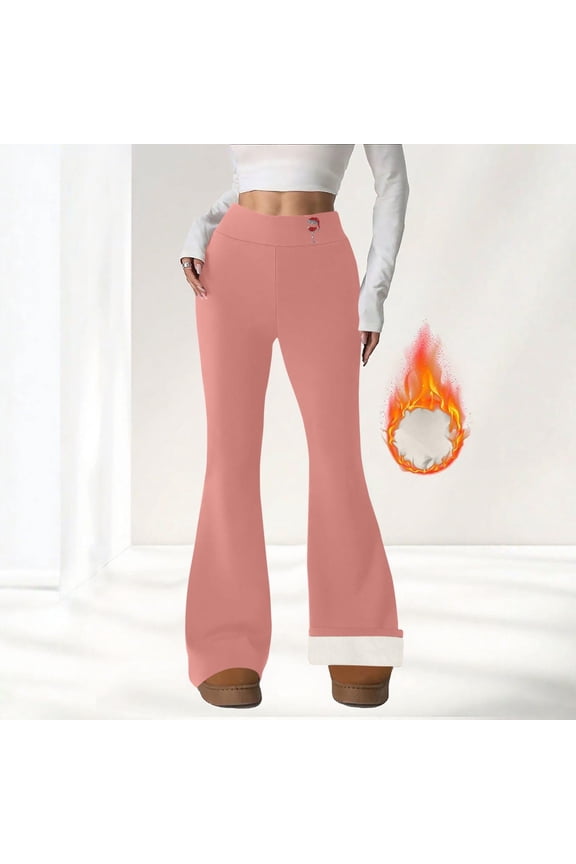 Christmas Flare Leggings for Women Print Fleece High Waist Stretch Yoga Pants Winter Holiday