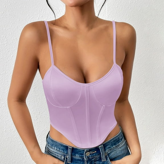 Timegard Corset Tops for Women Scoop Neck Adjustable Spaghetti Strap Satin Slim Camisole Tops Summer