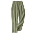 thumbnail image 1 of Timegard Cotton Linen Pants for Women Elastic High Waisted Button Ruched Casual Trousers with Pockets, 1 of 6