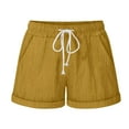 thumbnail image 1 of Timegard Cotton Linen Shorts for Women Elastic Waist Straight Leg Drawstring Travel Casual Loose Shorts, 1 of 6
