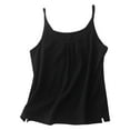 thumbnail image 1 of Timegard Cotton Linen Tank Tops for Women Round Neck Ruched Spaghetti Strap Loose Lightweight Tops Camis, 1 of 7