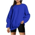 thumbnail image 1 of Timegard Crewneck Sweatshirts Women Fall Winter Casual Comfy Solid Color Long Sleeve Tops Pullover, 1 of 5