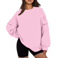 thumbnail image 1 of Timegard Crewneck Sweatshirts Women Oversized Long Sleeve Tops Streetwear Loose Pullover Fall Winter, 1 of 6