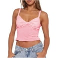 thumbnail image 1 of Timegard Crop Top for Women Ruched Knot Sleeveless Tee Comfy Solid Color Casual Going out Top Camis, 1 of 7