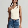 thumbnail image 1 of Timegard Crop Tops for Women 1 Shoulder Slim Ruched Stretch Tee Shirts Summer Casual Going out Tops, 1 of 4