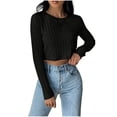 thumbnail image 1 of Timegard Crop Tops for Women Crewneck Comfy Slim Fitting Comfy Shirts Ribbed Going out Tops Fall Fashion, 1 of 8