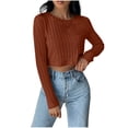 thumbnail image 1 of Timegard Crop Tops for Women Crewneck Comfy Slim Fitting Comfy Shirts Ribbed Going out Tops Fall Fashion, 1 of 8