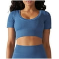 thumbnail image 1 of Timegard Crop Tops for Women Ribbed U Neck Short Sleeve Workout Yoga Tops Seamless Going out Tee Shirts, 1 of 6