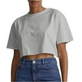 thumbnail image 1 of Timegard Crop Tops for Women Short Sleeve Crew Neck Drop Shoulder Casual Loose Workout Top Basic Tee, 1 of 6