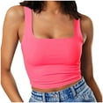 thumbnail image 1 of Timegard Crop Tops for Women Square Neck Sleeveless Workout Top Slim Comfy Tank Top Casual Summer, 1 of 5