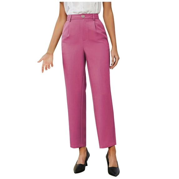 Timegard Dress Pants for Women High Waisted Button Straight Leg Work Business Casual Trousers with Pockets