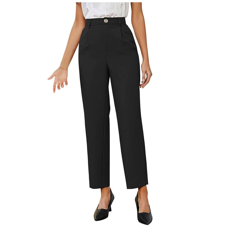 Timegard Dress Pants for Women High Waisted Button Straight Leg