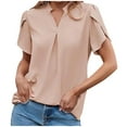 thumbnail image 1 of Timegard Dress Tops for Women V-Neck Petal Sleeve Ruched Business Casual Loose Top Blouse Basic Shirts, 1 of 1