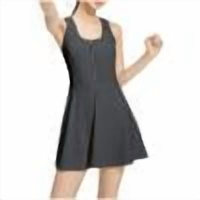 Timegard Dresses for Women Zipper Racerback Fitting Ruffle Outdoor Active Tennis Summer Dresses with Built in Bras,Gray