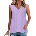 thumbnail image 1 of Timegard Eyelet Tank Tops for Women V-Neck Sleeveless Ruched Dressy Casual Loose Tops Summer Vacation, 1 of 7