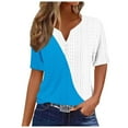 thumbnail image 1 of Timegard Eyelet Tops for Women Drop Shoulder V Neck Button Slim Comfy Color Block Tunic Top Casual, 1 of 4