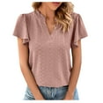 thumbnail image 1 of Timegard Eyelet Tops for Women V Neck Ruffle Short Sleeve Loose Tee Shirts Summer Beach Dressy Casual, 1 of 8