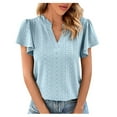 thumbnail image 1 of Timegard Eyelet Tops for Women V Neck Ruffle Short Sleeve Loose Tee Shirts Summer Beach Dressy Casual, 1 of 8