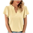 thumbnail image 1 of Timegard Eyelet Tops for Women V Neck Ruffle Short Sleeve Loose Tee Shirts Summer Beach Dressy Casual, 1 of 8