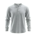 thumbnail image 1 of Timegard Fall Mens Shirts Long Sleeve Undershirts Notched V Neck Button Casual Comfy Solid Color Tops, 1 of 6
