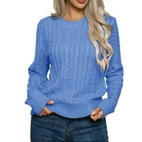 Timegard Fall Sweaters for Women Crewneck Long Sleeve Pullover Casual Comfy Knitted Tops Solid Color