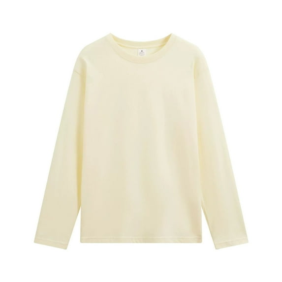 Timegard Fall Tops for Men Crewneck Long Sleeve Comfy Loose Solid Color Basic Tee Casual Pullover Tops