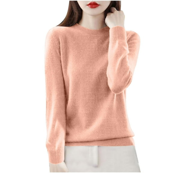 Timegard Fall Tops for Women Knit Comfy Long Sleeve Pullover Tops Casual Crewneck Sweater Solid Color