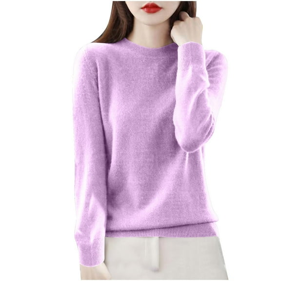 Timegard Fall Tops for Women Knit Comfy Long Sleeve Pullover Tops Casual Crewneck Sweater Solid Color