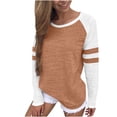 thumbnail image 1 of Timegard Fall Tops for Women Round Neck Drop Shoulder Blouse Causal Loose Workout Shirts Tops Block Color, 1 of 6