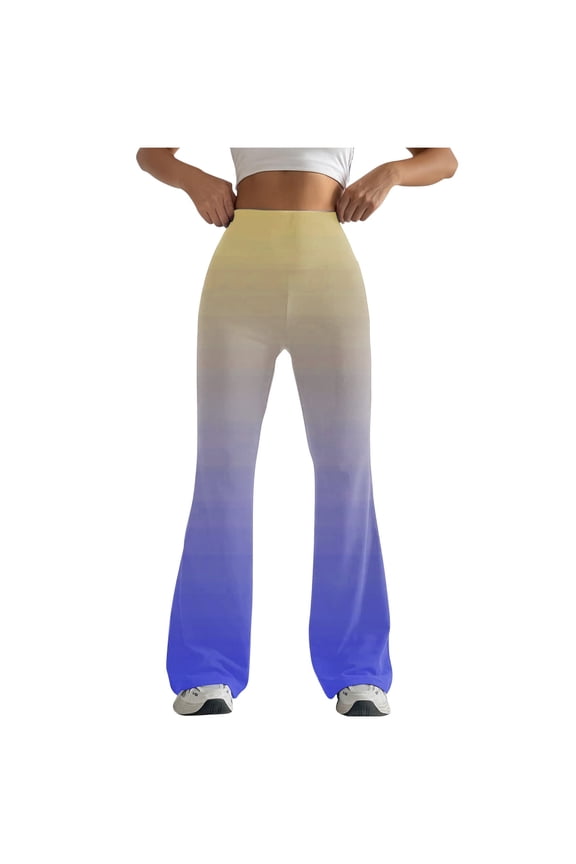 Flare Leggings for Women Slim High Waist Workout Yoga Pants Gradient Color Casual Trousers