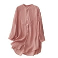 thumbnail image 1 of Timegard Flowy Tops for Women Long Sleeve Lightweight Button up Shirts Irregularly Loose Casual Blouse, 1 of 7