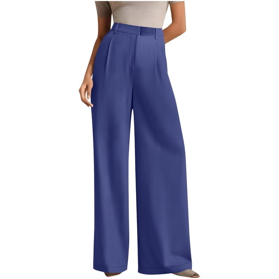 Timegard Formal Pants for Women Straight Leg High Waist Ruched Work Suit Pants Casual Office Trousers